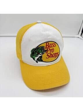 Bass Pro Shops Yellow White Mesh Baseball Cap Trucker Hat Unisex OSFA Fishing